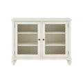 Vaisselier blanc à 2 portes en bois de bayur avec vitres