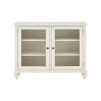 Vaisselier blanc à 2 portes en bois de bayur avec vitres