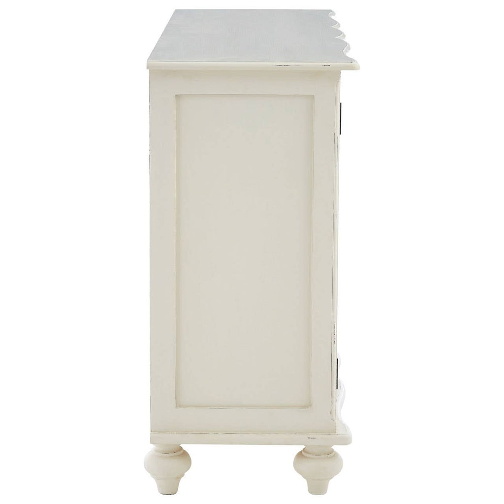 Vaisselier blanc à 2 portes en bois de bayur avec vitres