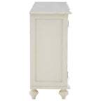 Vaisselier blanc à 2 portes en bois de bayur avec vitres