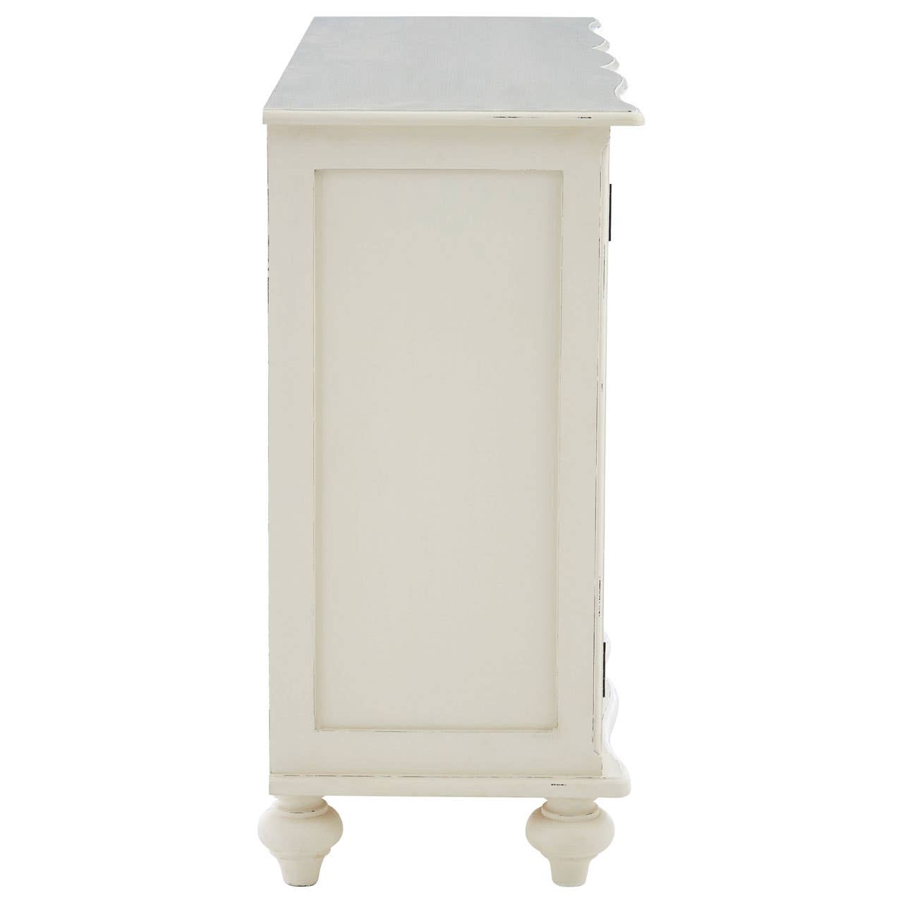 Vaisselier blanc à 2 portes en bois de bayur avec vitres