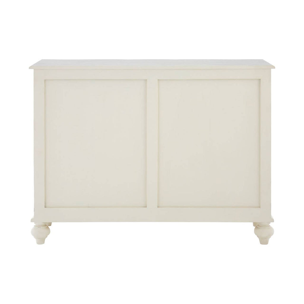 Vaisselier blanc à 2 portes en bois de bayur avec vitres