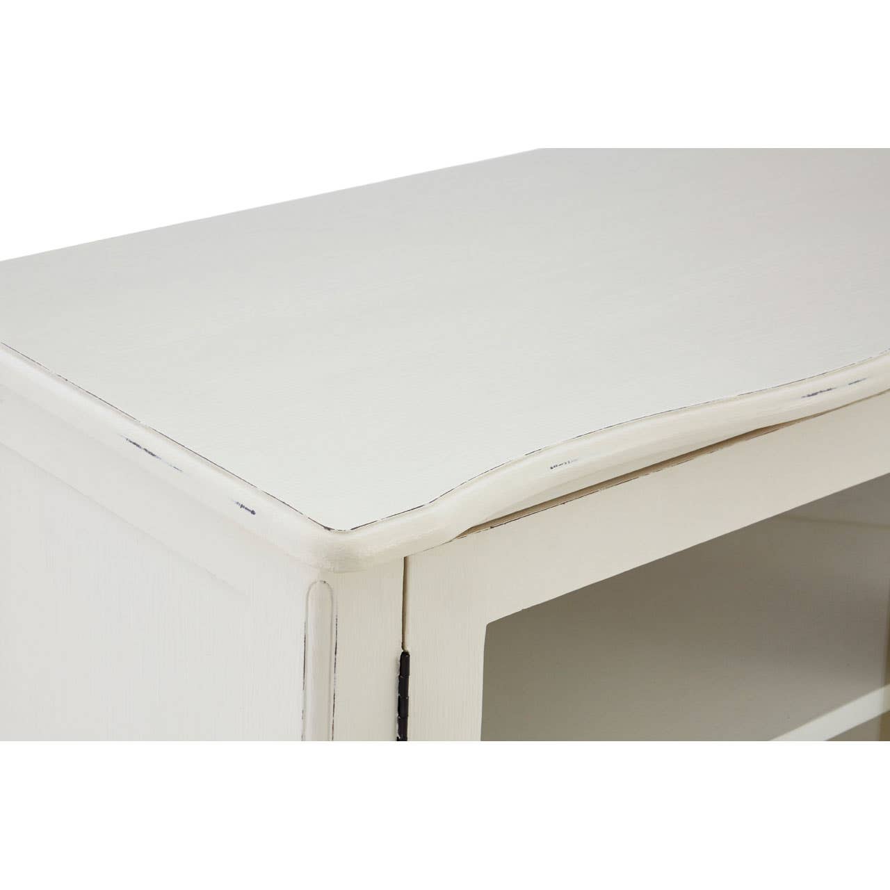 Vaisselier blanc à 2 portes en bois de bayur avec vitres