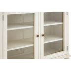 Vaisselier blanc à 2 portes en bois de bayur avec vitres