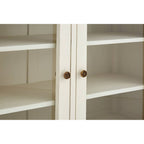 Vaisselier blanc à 2 portes en bois de bayur avec vitres