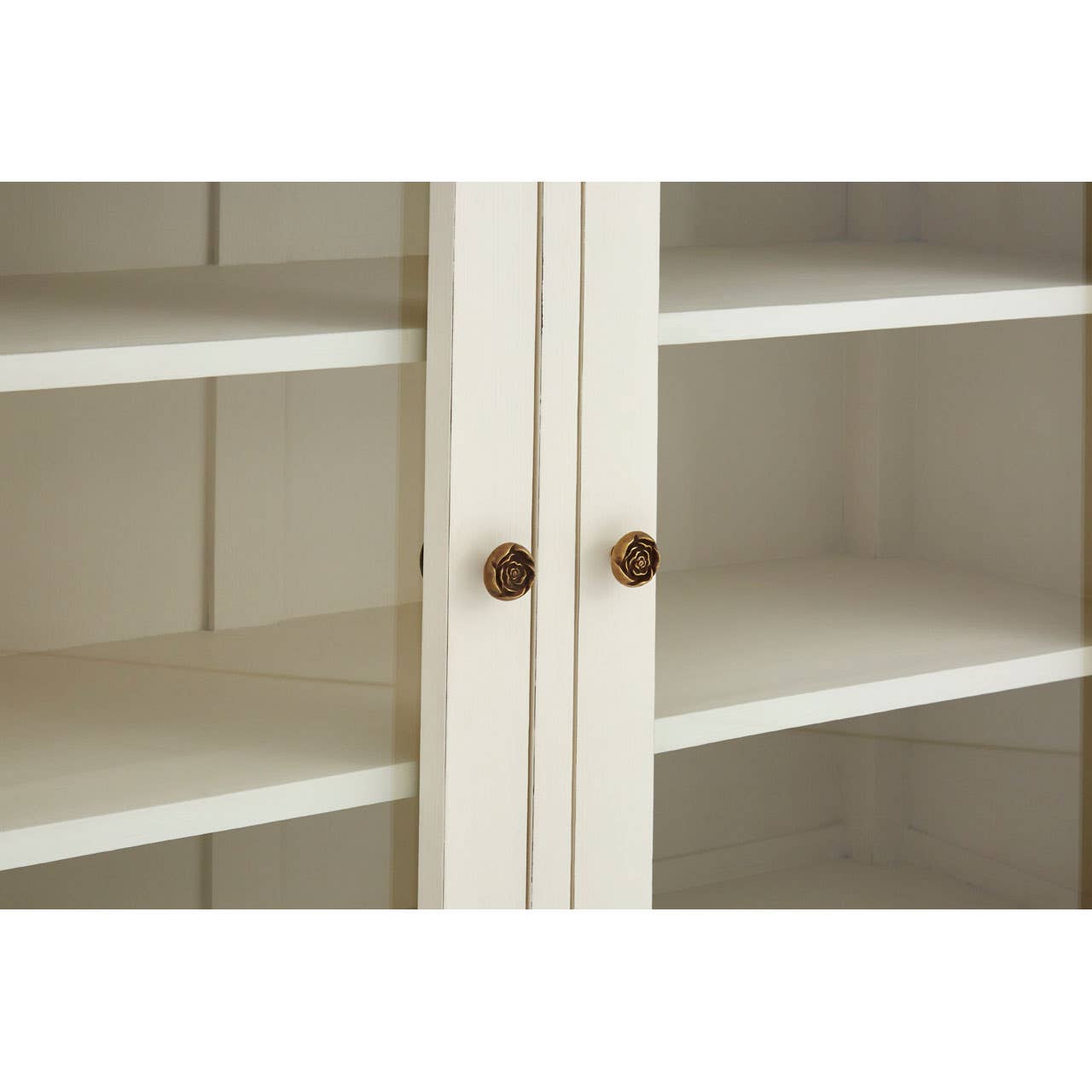 Vaisselier blanc à 2 portes en bois de bayur avec vitres