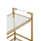 Desserte de majordome Art Déco à deux niveaux en or mat avec étagère en verre