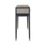 Console 3 tiroirs en placage de chêne et cuir PU avec quincaillerie dorée