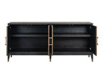 Buffet 4 portes en chagrin avec détails en métal doré et intérieur en cuir PU
