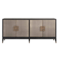 Buffet 4 portes en chagrin avec détails en métal doré et intérieur en cuir PU
