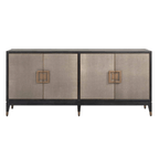 Buffet 4 portes en chagrin avec détails en métal doré et intérieur en cuir PU