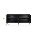 Buffet 4 portes en chagrin avec détails en métal doré et intérieur en cuir PU