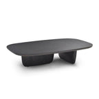 Table basse en placage de chêne fumé au design sculptural incurvé