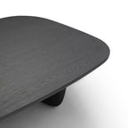 Table basse en placage de chêne fumé au design sculptural incurvé