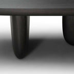 Table basse en placage de chêne fumé au design sculptural incurvé
