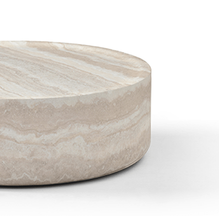 Grande table basse ronde en faux travertin