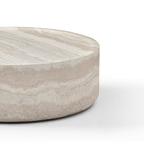Grande table basse ronde en faux travertin