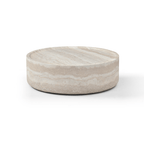 Grande table basse ronde en faux travertin