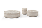 Grande table basse ronde en faux travertin