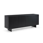 Buffet noir intégral avec détail avant côtelé et design contemporain