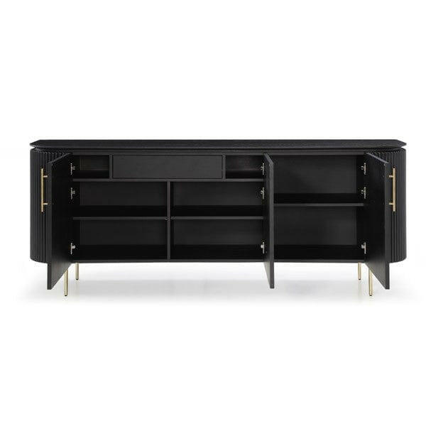 Buffet en chêne noir 3 portes avec poignées en laiton et tiroir secret