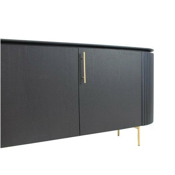 Buffet en chêne noir 3 portes avec poignées en laiton et tiroir secret