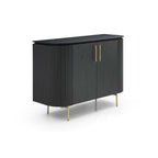 Armoire 2 portes en chêne noir mat avec pieds en laiton et étagères en 4 parties