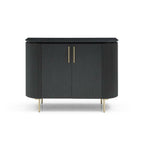 Armoire 2 portes en chêne noir mat avec pieds en laiton et étagères en 4 parties