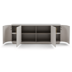 Buffet beige mat avec plateau ovale et 2 tiroirs