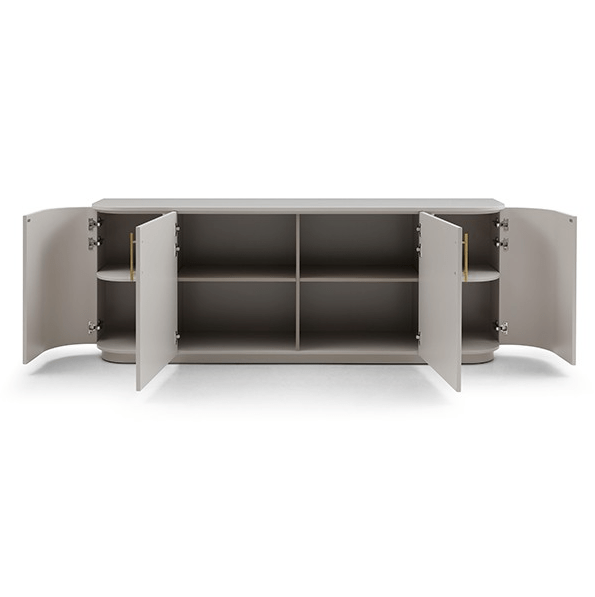 Buffet beige mat avec plateau ovale et 2 tiroirs