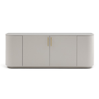 Buffet beige mat avec plateau ovale et 2 tiroirs