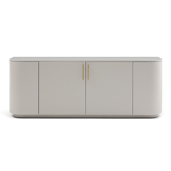 Buffet beige mat avec plateau ovale et 2 tiroirs