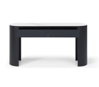 Console étroite en chêne noir avec 2 tiroirs et plateau ovale