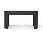 Console étroite en chêne noir avec 2 tiroirs et plateau ovale