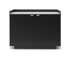 Buffet 2 portes laqué anthracite avec plateau aspect Calacatta