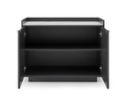 Buffet 2 portes laqué anthracite avec plateau aspect Calacatta