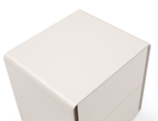 Table de chevet incurvée beige mat au design minimaliste
