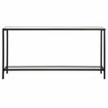 Console en acier noir avec plateau en miroir et étagère en verre